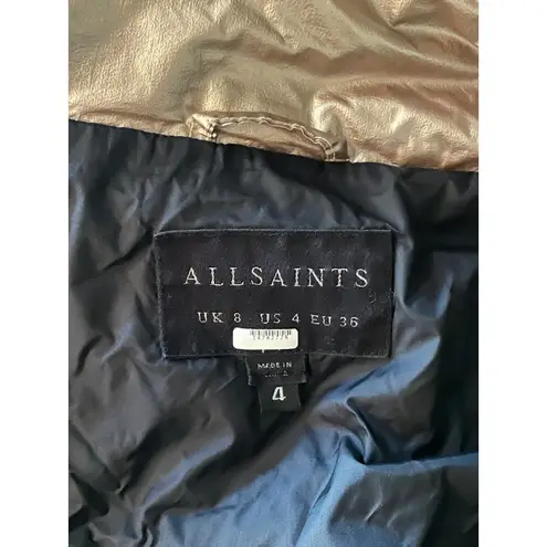 ALLSAINTS  Mika Metallic Puffer Gold Womens Size 4