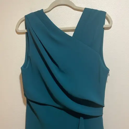 Reiss  Marling Asymmetric Faux Wrap Front Sleeveless Midi Dress Teal Size 12