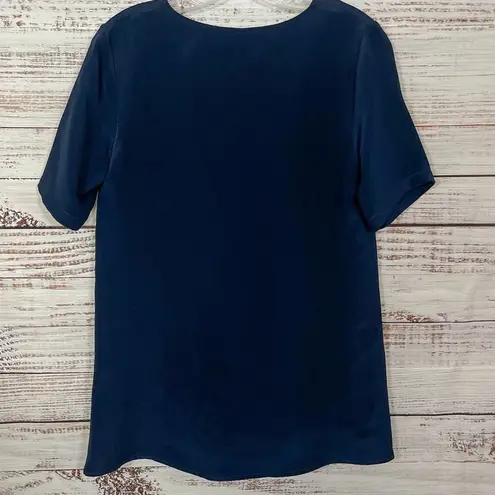 Ramy Brook  Kate Silk V-neck Top with Leather Insert, NWT, Size Small, MSRP $345