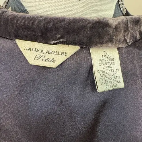 Laura Ashley Embroidered Velvet Jacket Renaissance Vintage Whimsigoth Purple PL