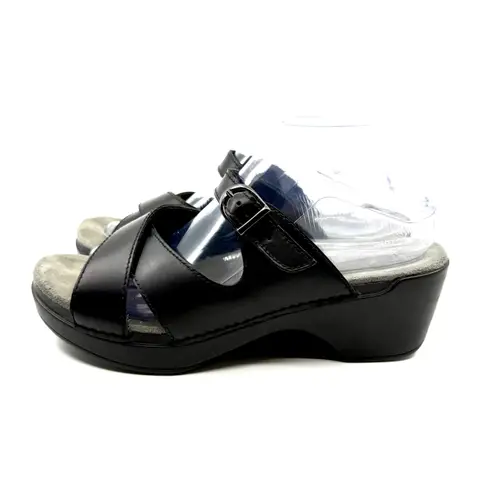 Dansko Women's Black Leather Buckle Strap Comfort Sandal Size US 9.5-10 EU 40