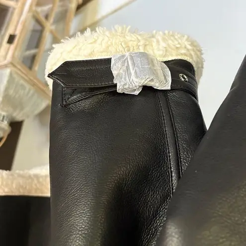 NEW Faux Leather and Shearling/Sherpa Jacket Black Size L