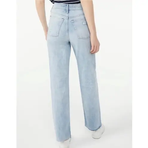 NWT Free Assembly Straight Jeans Womens 18 Short Light Wash High Rise Distressed Blue