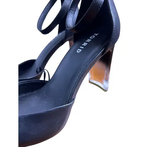Torrid  Black Ankle Strap Pointed Toe Lucite Ombre Heel Pumps 9WW Wide Width Plus - Image 7