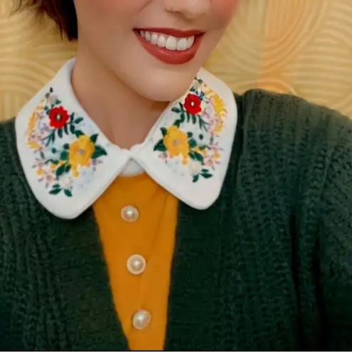 Vintage embroidered Peter pan collar blouse top puff sleeve lilac SMALL cottage Purple