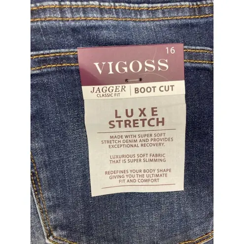 Vigoss New  Jagger Boot Cut Jeans Womens Size 16X32 Luxe Stretch Classic Fit Blue