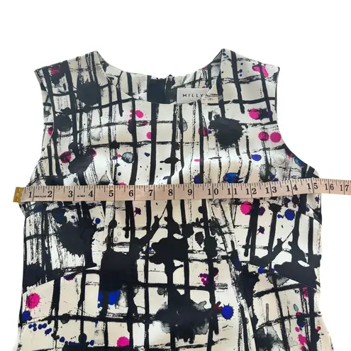 Milly Paint Splatter Scribble Abstract Shift Dress Sleeveless Career Workwear 2