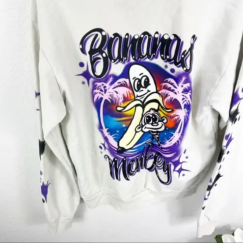 Bananas Monkey Hood Classic Hoodie Bone Graphic Print Airbrushed Vibe Small
