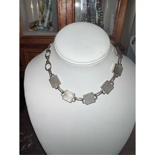 Vintage Women's Choker Necklace Blue Gemstone Jewelry Accessories Silver Tone
