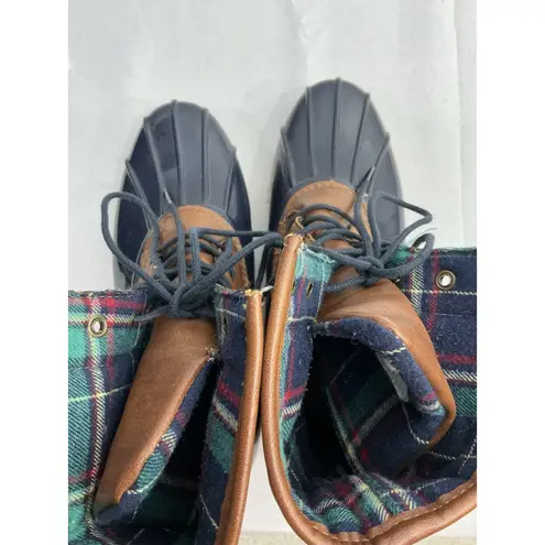 Sporto Womans Duck Boots 10 Brown-blue Lace Up Ankle Height