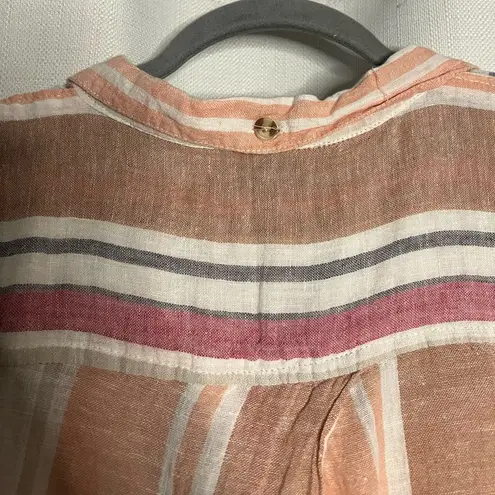 Thread and Supply  Linen Striped Button Up Top