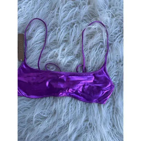 SKIMS Signature Swim Metallic Micro Scoop Bikini Top Dragon Fruit Size Medium