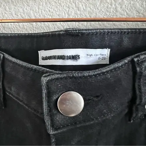Elizabeth and James High Rise Flare Black Denim Jeans Stretch 6 / 28