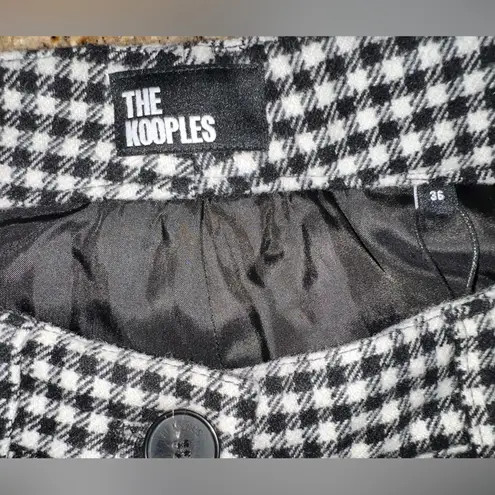 The Kooples Check-Pattern Wool-Blend Trousers FR Size 36/US 4 NWT Black/White