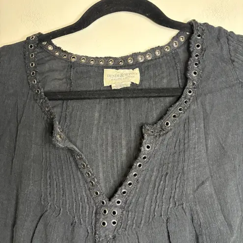 Denim & Supply Ralph Lauren Denim Supply Ralph Lauren Black Grommet V Neck 3/4 Sleeve Gauze Top M