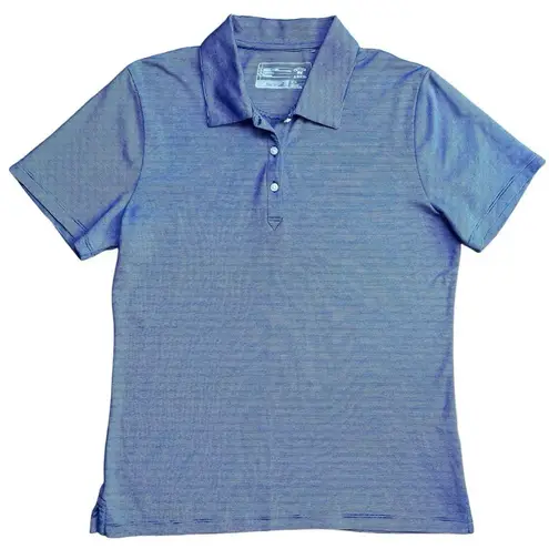 Cutter and Buck Womens Polo Shirt Medium Blue Striped Moisture Wicking DryTec Golf