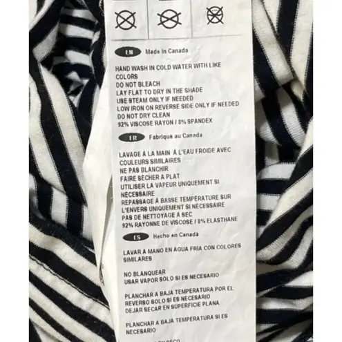 Joseph Ribcoff Side Tie Top Black White Stripe Size 2 Flutter Sleeve