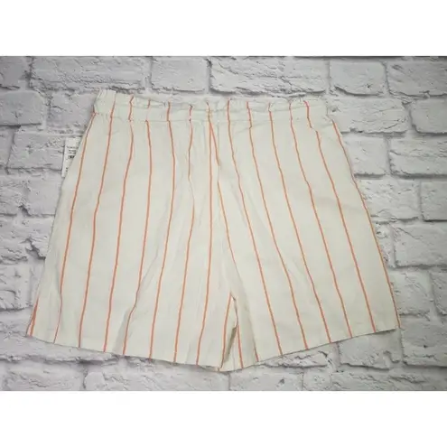 Abound  Womens Size Medium Ivory Coral Nancy Stripe Pull On Pocket Shorts