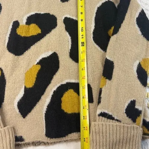 MOTH Turtleneck Sweater Animal Print Yellow Black Beige Pullover S Tan