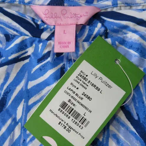 Lilly Pulitzer NWT  Lowe in Lapis Blue Costa Verde Engineered Dress L $178