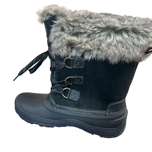 Khombu Slope Winter Boots Women's Ladies Size 11 Waterproof Suede Faux Fur Black