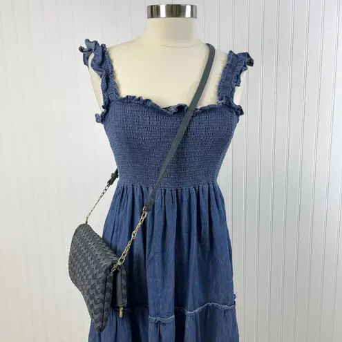 Sole Society Woven Flap Crossbody Bag Clutch Navy Blue Boho Minimalist Neutral