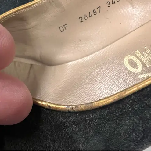 Salvatore Ferragamo Vintage Black Suede Block Kitten Heels size 8 B