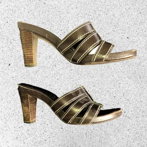 Franco Fortini Brown Laurie Strappy Block Heel Sandals