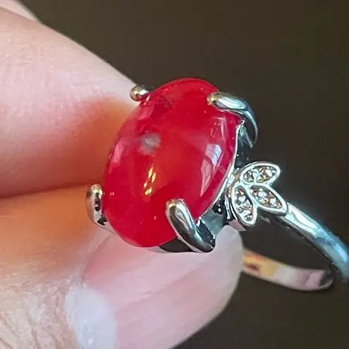 Red sapphire S925 silver ring size 6.5