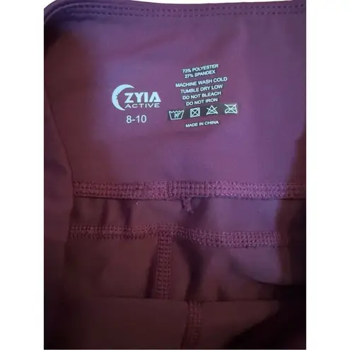 Zyia Capri Leggings Womens Purple Side Pocket Mid Rise Sz 8-10