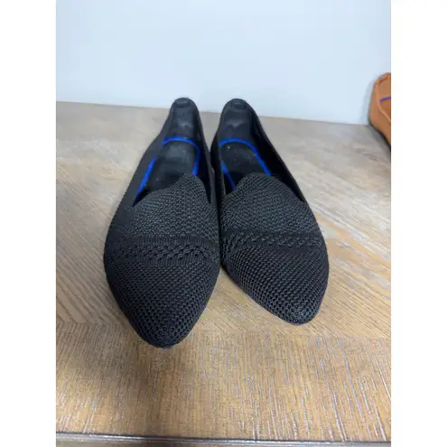 Black Knit Pointed Toe Flats knit Women's Size 7 Comfortable Slip On Shoes
