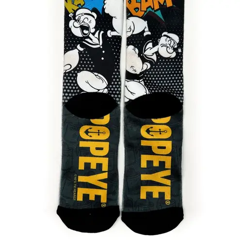 Odd Sox Popeye Crew Socks Mens Womens Retro Classic Cartoon Fun Novelty Gift Black