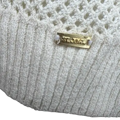 St. John cream knit V-Neck Sweater neutral coastal quiet luxury minimalist chic