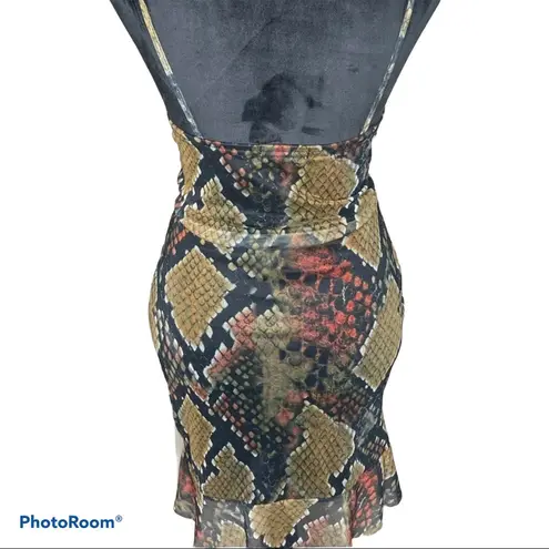 Pretty Little Thing New! PLT Snake mesh print dress with side ruching.