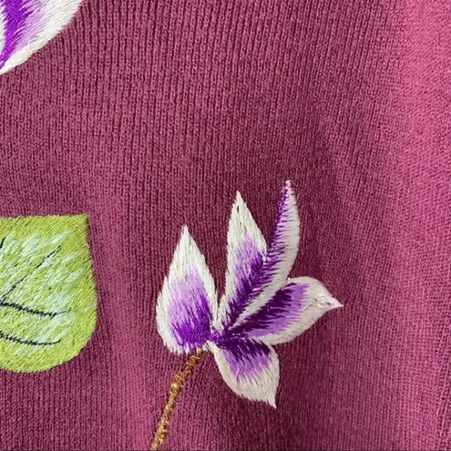 Vintage Lilly of California Purple Sweater Orchids Size Small Pinup Girl Cali S