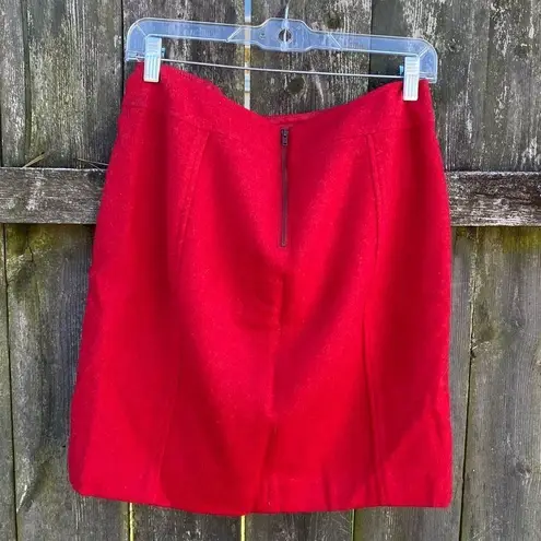 Talbots  Red Wool Blend Pencil Skirt | 4 Petite