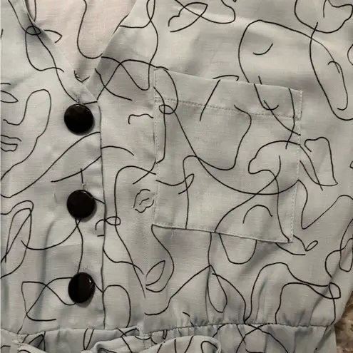 Sweet Rain Green Short Sleeve Peplum Blouse with Tie Size M Blue Size M