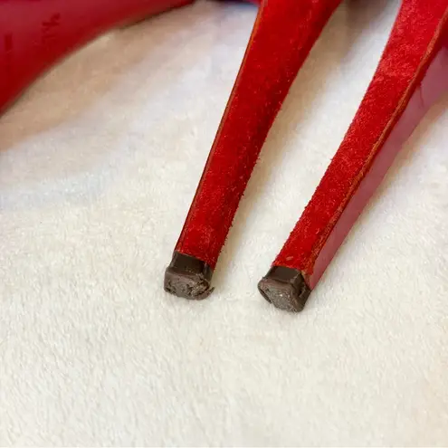 Saint Laurent YSL Tribute Platform Sandal in Red Suede Size EU 37.5