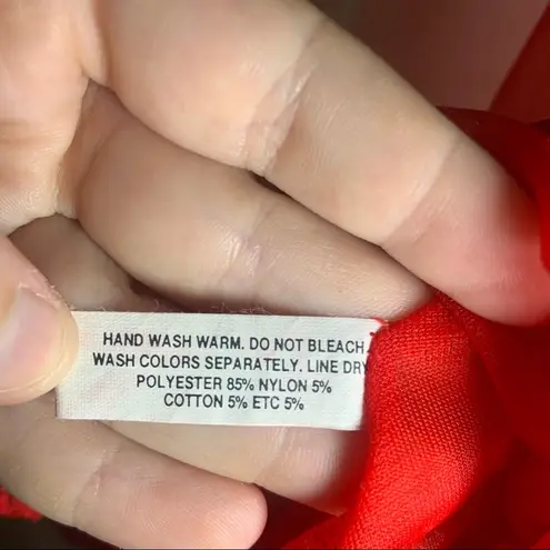 VTG Bra Lin Charms Red Mesh Sheer V Neck Chemise Teddy S