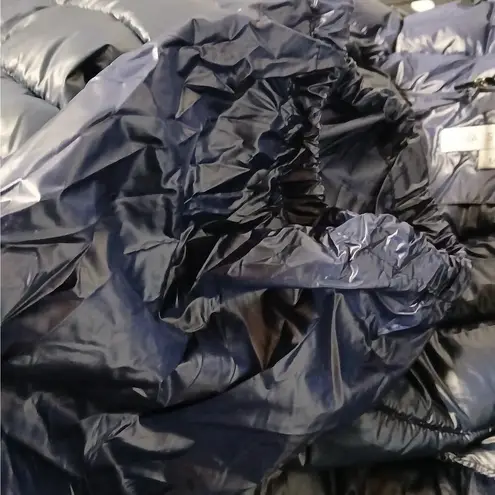 via spiga Asymmetrical Belted Puffer Coat Women's Medium Blue Winter Outerwear