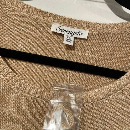 NWT Serengeti Size XL Tan White Embroidered Snowflake Pine Tree Knit Tunic Top