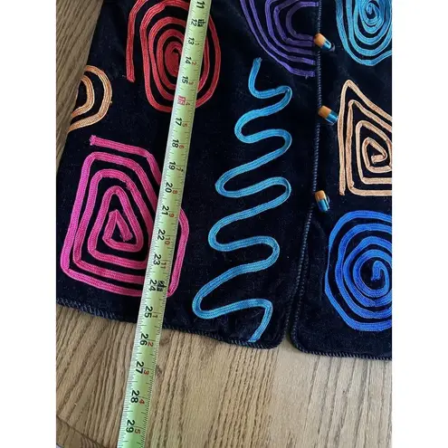 Allure 80s Vintage Sweater Triangle Swirly Novelty Print Cozy Unique M Button Up Black Size M