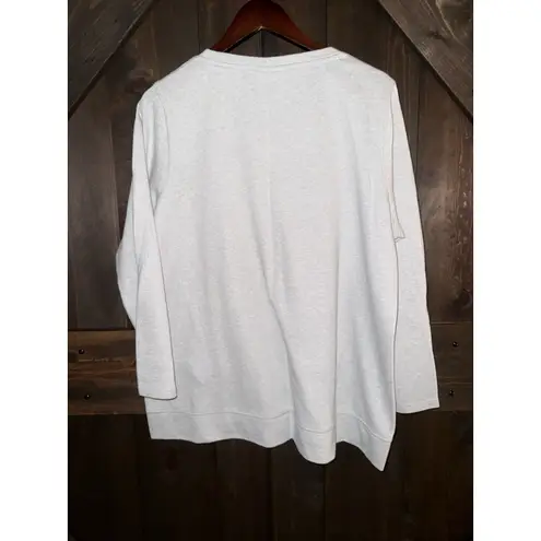 Style & Co  Women's 1X Embellished Gray PEACE Christmas Holiday Shirt