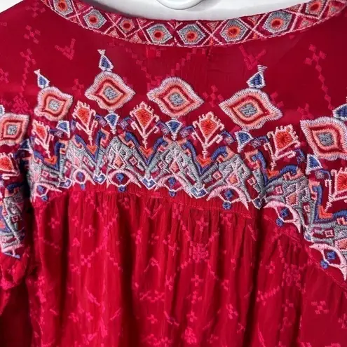 Johnny Was Gina tie neck heavily embroidered blouse NWT RARE