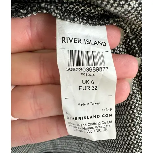 River Island  Black White Striped  Draped Long Sleeve Open Woven Cardigan Size 6