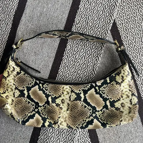 By Far Mara Leather Snakeskin Python Snake Print Shoulder Bag