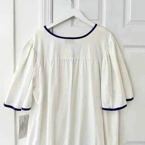 Kittens USA Cotton White Colorful Ribbon Trim V Neck Trapeze Dress 2X Ric Rac