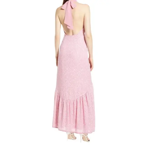 Saylor NWOT Audie Sequin Halter Maxi Dress In Pink
