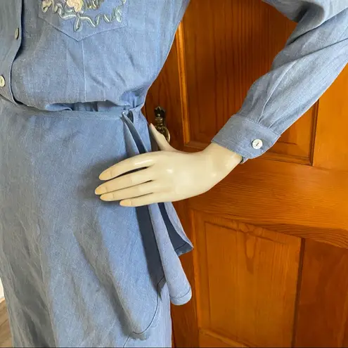 carole little Vintage 90s Chambray Wrap Dress XS/S