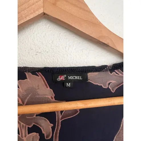 Velvet Crush Burnout Floral Open Front Top Medium Kaftan Kimono Witch Whimsy Black